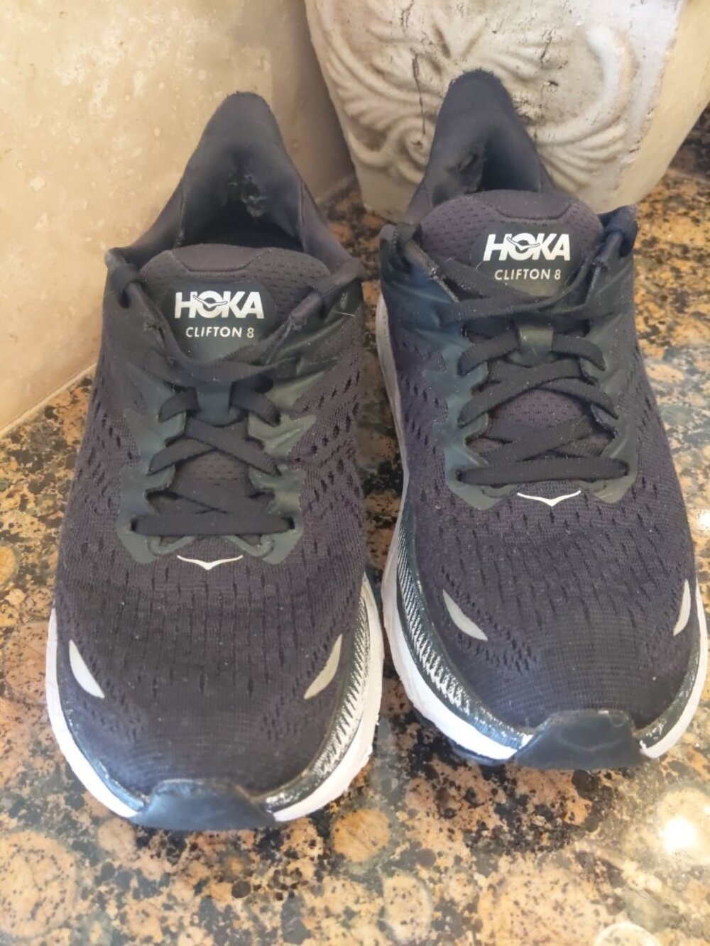 HOKA ONE ONE Clifton 8 Black White US 6.5 Hiking Running Shoes